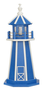 Bright Blue with White Trim Wooden Lighthouse - 3 Feet for Harvest Array