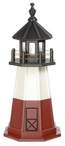 Vermillion - Black top, white mid-section, and red bottom Wooden Lighthouse - 3 Feet