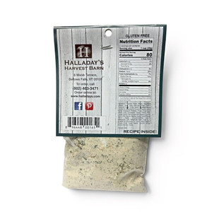 Halladay's Chicken Pot Pie Soup Mix label with Nutrition and ingredient information. Oder today at harvestarray.com.