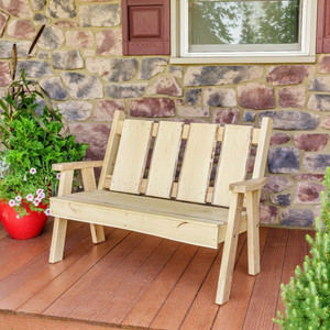 Amish Made 48 inch Timberland Garden Bench-Unfinished. Order today, online from Harvest Array.