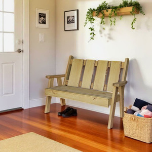 Harvest Array's Amish Made 48 inch Timberland Garden Bench (unfinished) makes a great addition to your entryway. 