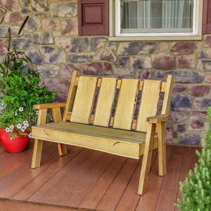 Your neighbors will envy your new Amish Made 48 inch Timberland Garden Bench on your porch. Order online from harvestarray.com.