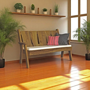 Amish Made 5 feet wide Timberland Garden Bench (shown with mushroom stain), is available to order now at Harvest Array.