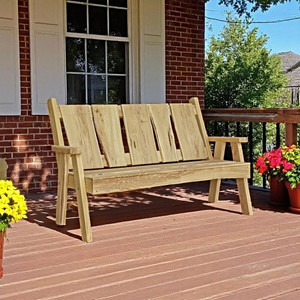 Amish Made 5 feet wide Timberland Garden Bench (shown unfinished), is available to order now at harvestarray.com.