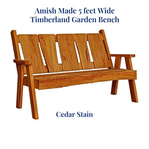 When you order this beautiful Amish Made 5 feet wide Timberland Garden Bench from Harvest Array, choose Cedar stain for Indoor or Outdoor use.