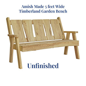 When you order this beautiful Amish Made 5 feet wide Timberland Garden Bench from Harvest Array, you can choose Unfinished or cedar, mushroom or natural stain for Indoor or Outdoor use. 