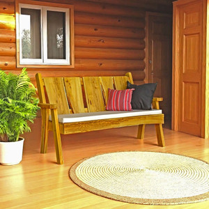 Harvest Array's Amish Made 5 feet wide Timberland Garden Benches are for Indoor or Outdoor use. This bench has outdoor natural stain.