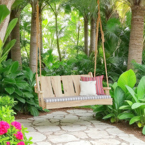 Unfinished Amish Made 5 Foot Timberland Swing with Rope make great gifts. Available for online purchase at harvestarray.com.