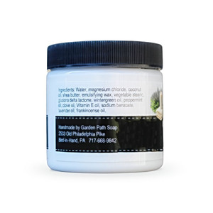 Ingredients in Magnesium Cream made by Garden Path Soap.