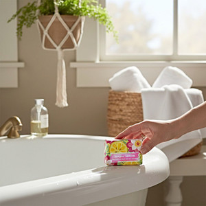 Meyer Lemon Mini Wrapped Soap Block in Fresh Fruit Scents are great to take on your next getaway. Order now from Harvestarray.com.