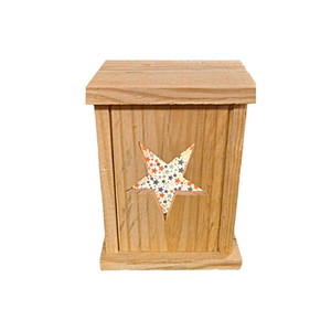 Star design Rustic Wooden Lantern with a C7 white LED 120 volt bulb with 6' cord included. Have delivered to your door when you order from Harvest Array.