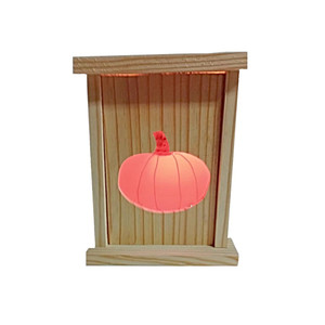 Halloween or Fall Pumpkin Rustic Wooden Lantern with a C7 white LED 120 volt bulb and 6' cord included. For indoor/outdoor use.
