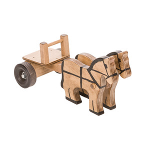 Harvest Amish Made Wooden 2 Horse Cart
