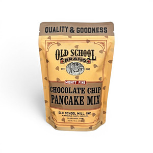New Old School Brand Chocolate Chip Pancake Mix now available for online purchase at harvestarray.com.
