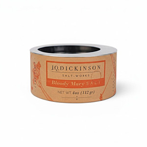 J.Q. Dickinson Salt Works Bloody Mary Salt in a 4 oz. craft container. Now available to purchase online at harvestarray.com.