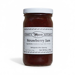 Annie's Kitchen Strawberry Jam; real strawberries, sugar, pectin, and a hint of citric acid. All-Natural, so order today at harvestarray.com.