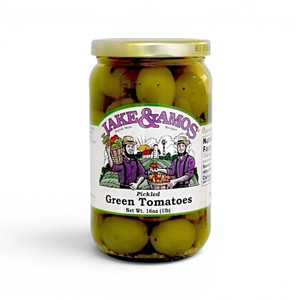 Jake & Amos Pickled Green Tomatoes in a 16 oz. jar are now available at harvestarray.com