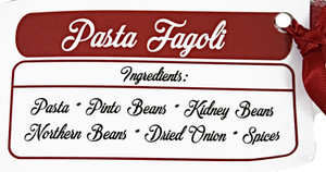 Ingredient list for Double L Ranch Pasta Fagoli soup mix