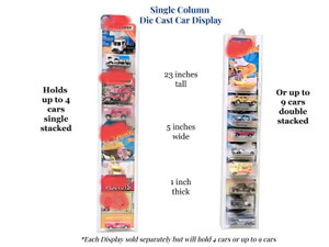 Dimensions of Hanging Single Column Display for 4-9 Die Cast Collectable Cars