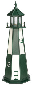 Cape Henry Green and White Wooden Lighthouse with Base - 5 Feet 