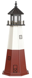 Vermillion- Black top, white mid-section, and red bottom Wooden Lighthouse with Base - 5 Feet