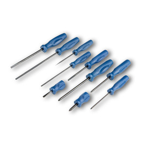 Phillips & Slotted Screwdriver 10 Piece Set Large Ergonomic Handle w/Pouch - #1 - #3, 3/16" - 3/8" by Wright Tools. Made in the USA. Order at harvestarray.com.