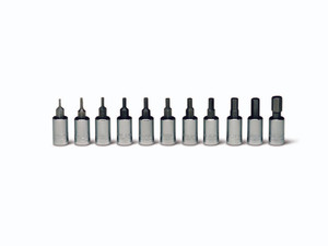 1/4" Drive 11 Piece Set - Hex Bit Sockets w/Standard Bit, 1/16" - 5/16"