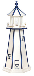 White with Patriotic Blue Trim Poly Lighthouse -3 Feet for Harvest Array 