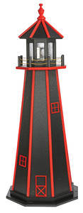 Black with Cardinal Red Trim Poly Lighthouse with Base -3 Feet for Harvest Array