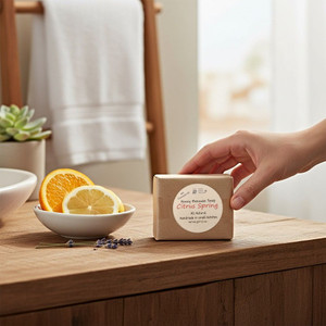Revitalize your shower when you use a bar of our Citrus Spring Honey Beeswax Soap! Available online at harvestarray.com.