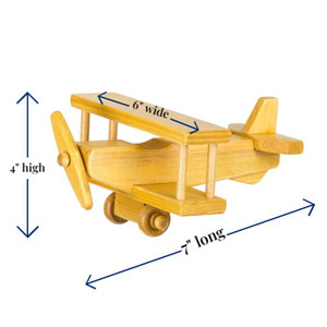The Size of this Wooden Airplane toy is 7" long by 6" wide by 4" high. 