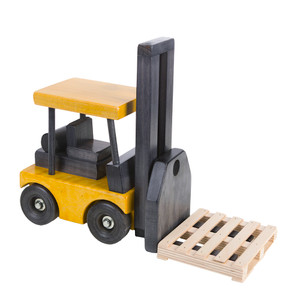 Yellow Wooden Fork Lift with 1 Pallet