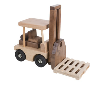 Walnut and Natural Wooden Fork Lift with 1 Pallet
