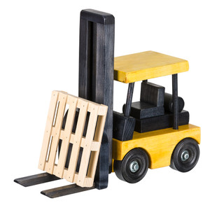 Yellow Wooden Fork Lift with 1 Pallet