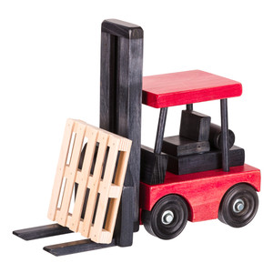 Red Wooden Fork Lift with 1 Pallet