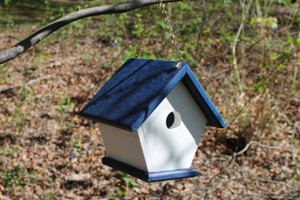 Navy Blue Amish Made Poly Wren Birdhouse