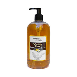 Refreshing Citrus Liquid Hand and Body Wash comes in an 18 oz. pump bottle for easy use, from Harvest Array.