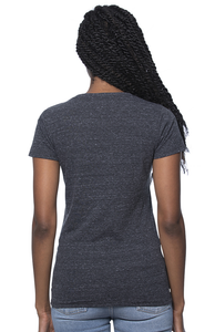 Back view of Women's Tri Blend Short Sleeve onyx Tee