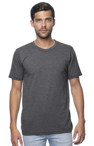 Heather Asphalt Men's and Ladies' 50/50 Blended T Shirt, front view