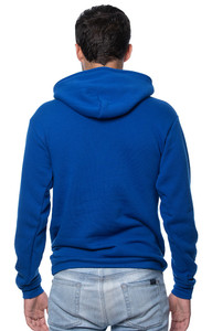 Back view of a royal blue Men's and Ladies' Fleece Pullover Hoodie