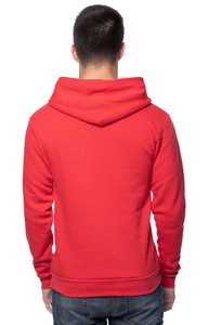 Back view of a red Men's and Ladies' Fleece Pullover Hoodie. Order now at harvestarray.com