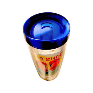Dark blue lid on the Life is Short Wear Flip Flops Tumbler