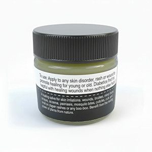 Close up of Garden Path Soap All-Purpose Healing Salve Label