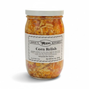 Annie's Kitchen Corn Relish is an ideal condiment  for your favorite Mexican Foods. Order a 16-ounce jar online from Harvest Array