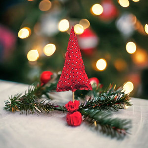 Handcrafted Red Fabric Christmas Tree