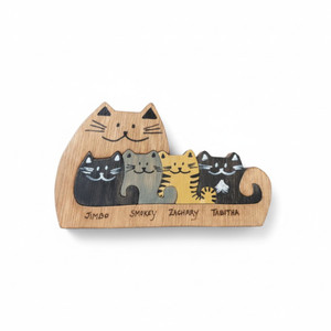 Cat Family Puzzle with Customizable Names and Colors.