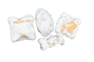 Close up of Confectioner coated graham cereal in Red Rocker Rocking Chair Mix on harvestarray.com