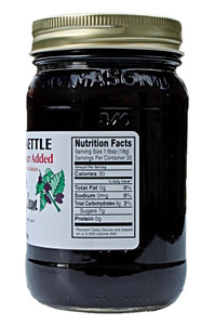 Nutrition Fact for the Dutch Kettle No Granulated Sugar Added Black Raspberry Jam.