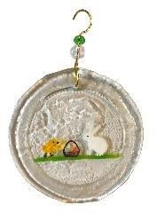 Easter Bunny playing with Baby Chick Suncatcher from Harvest Array