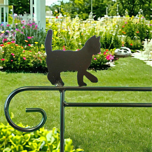 Garden Flag Holders with Decorative Cat Emblem available at harvestarray.com